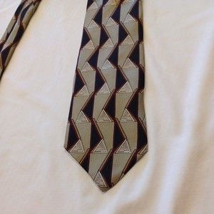 Steven Land Aniva Mens Neck Tie 100% Silk Grey  Geometric Abstract VTG